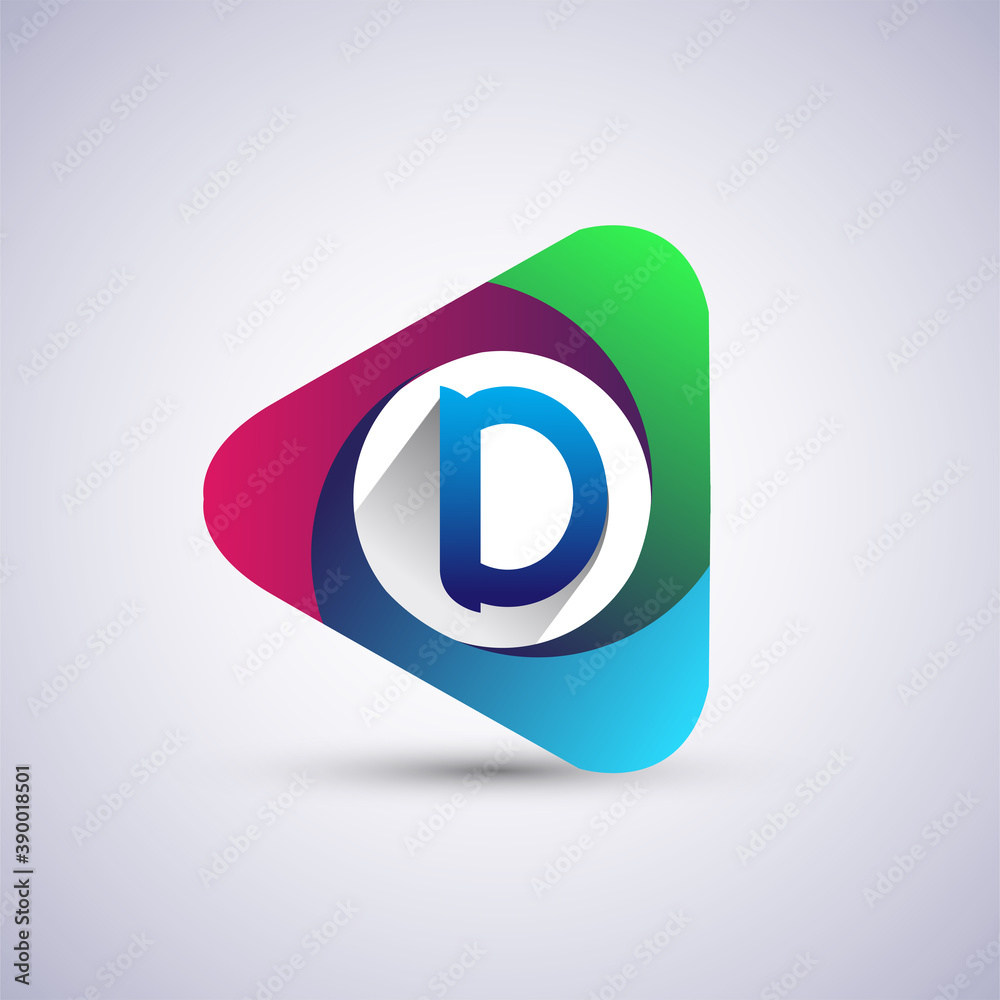 D letter colorful logo in the triangle shape, Vector design template elements for your Business or company identity. D letter colorful logo in the triangle shape, Vector design template elements for your Business or company identity.