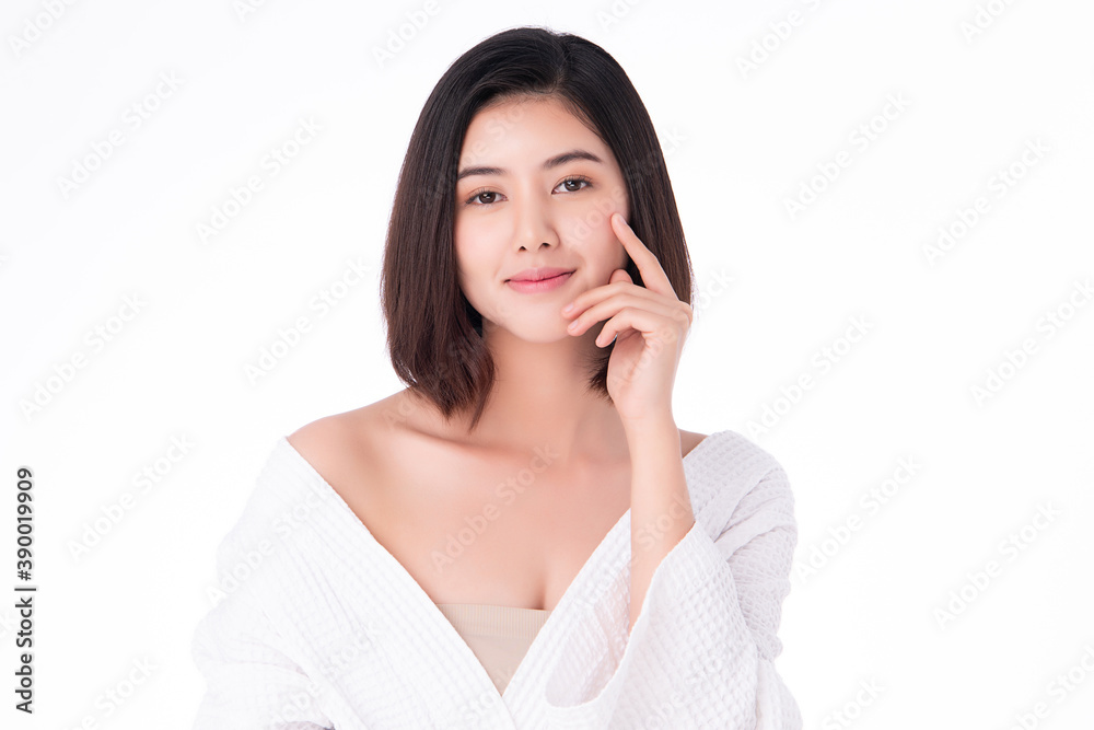 Beautiful young asian woman with clean fresh skin on white background, Face care, Facial treatment, Cosmetology, beauty and spa, Asian women portrait Beautiful young asian woman with clean fresh skin on white background, Face care, Facial treatment, Cosmetology, beauty and spa, Asian women portrait