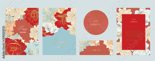 navy  Happy season greeting and new year vector background with deco element 