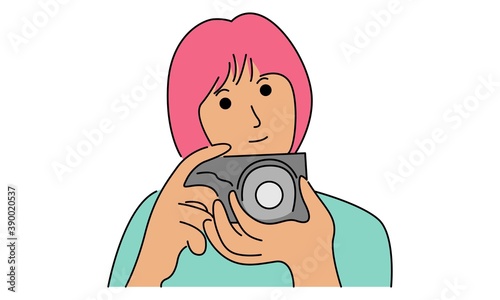 Woman take a picture with digital camera