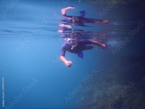 person snorkeling in the sea