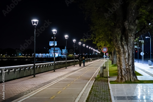 bike paths at night. North waterfront, Buenos Aires, Argentina.North waterfront, Buenos Aires, Argentina.