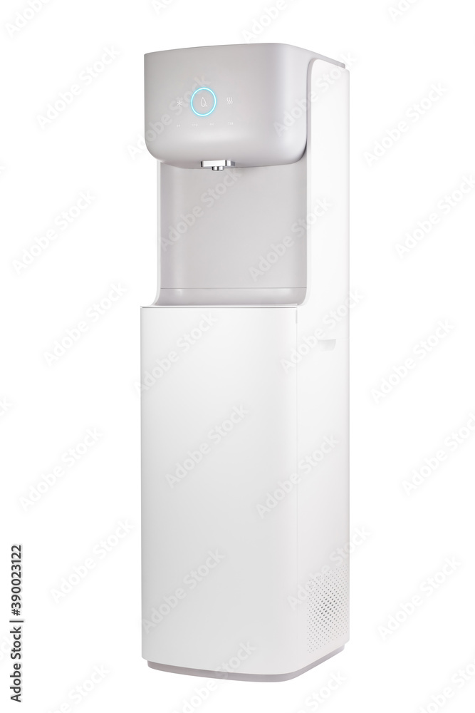 Modern technology concept. New water cooler format. A glass of pouring water. Touch panel with glowing indicator. Modern technology concept. New water cooler format. A glass of pouring water. Touch panel with glowing indicator.