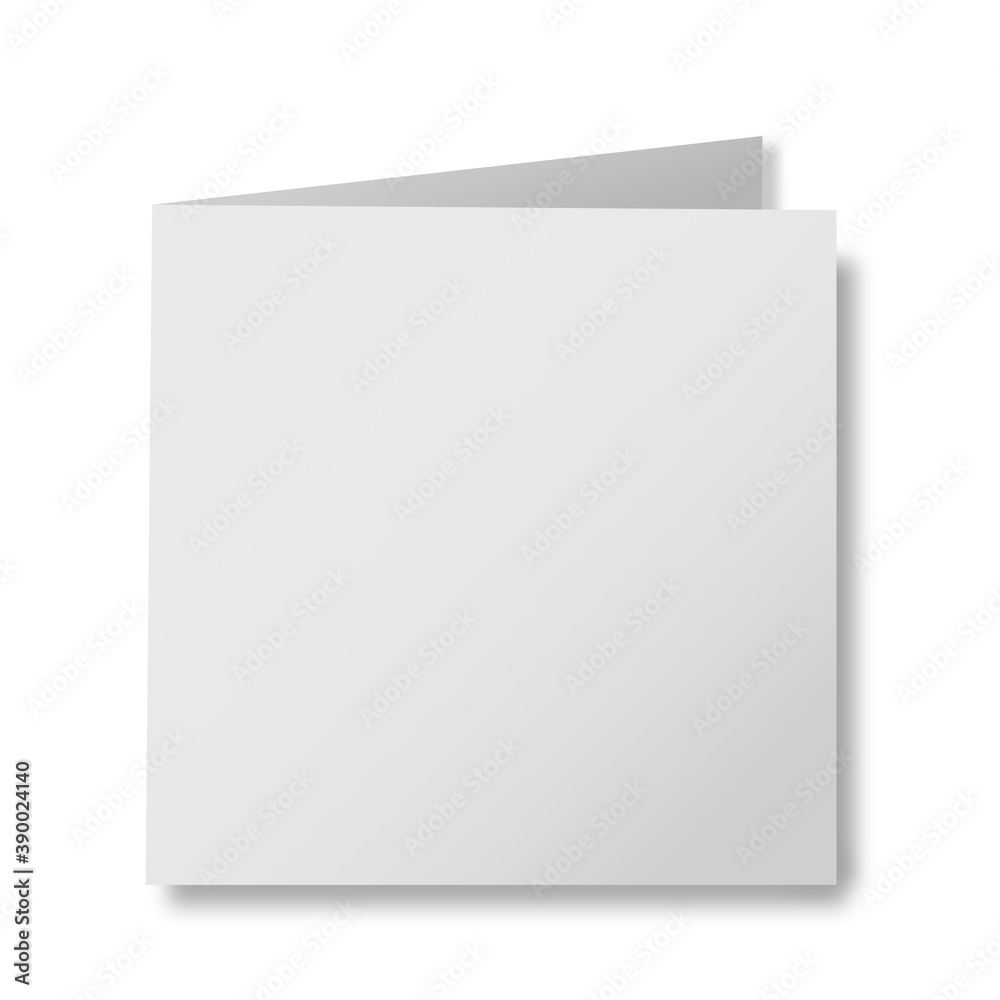 Blank paper template cover mockup on white background.