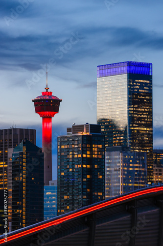 Calgary Downtown Night Sky photo