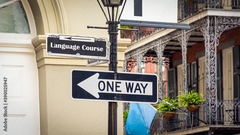 Obraz premium Street Sign to LANGUAGE COURSE