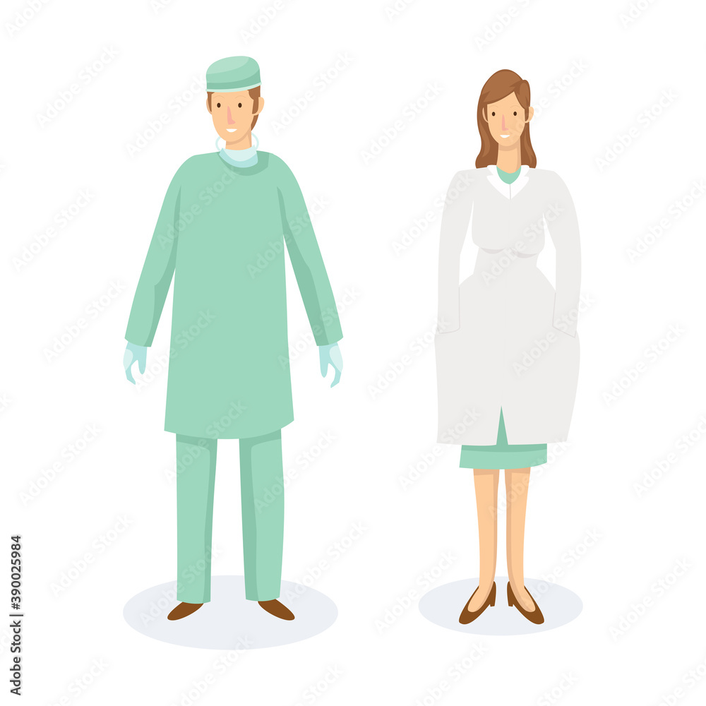 Two health workers are wearing operating uniforms when the operation will take place Two health workers are wearing operating uniforms when the operation will take place