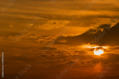 Fototapeta Naklejka Na Ścianę i Meble -  The sun, the sky sunset sun and clouds, bright twilight background. Everything lies above the surface of the atmosphere.