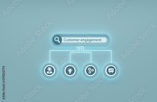 клиентов Internet, business, Technology and network concept. Shows the inscription: CUSTOMER ENGAGEMENT.