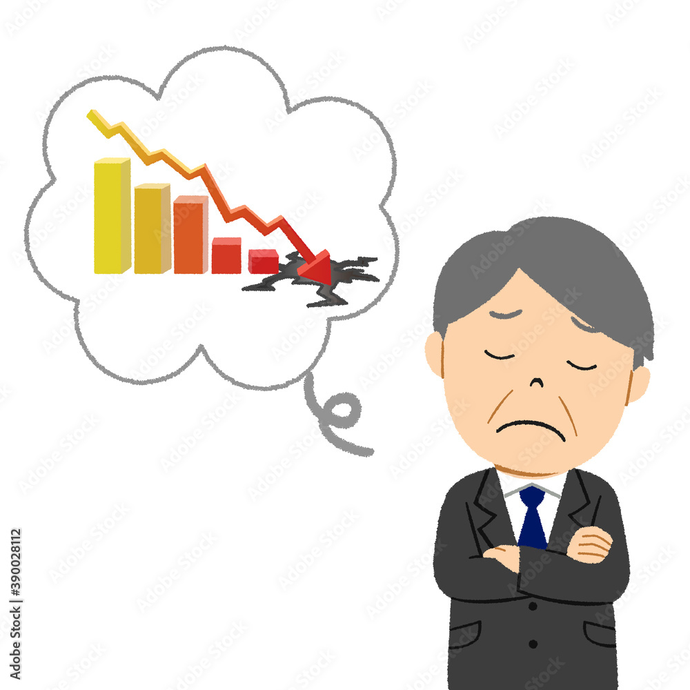 売上が伸びず赤字で悩む社長のイラスト