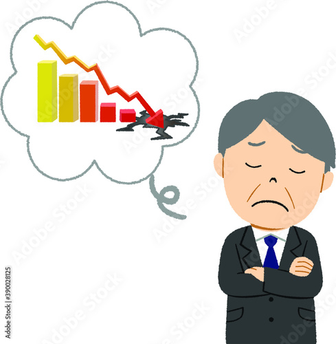 売上が伸びず赤字で悩む社長のイラスト