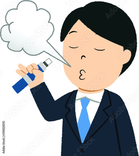 加熱式たばこを吸うサラリーマンのイラスト