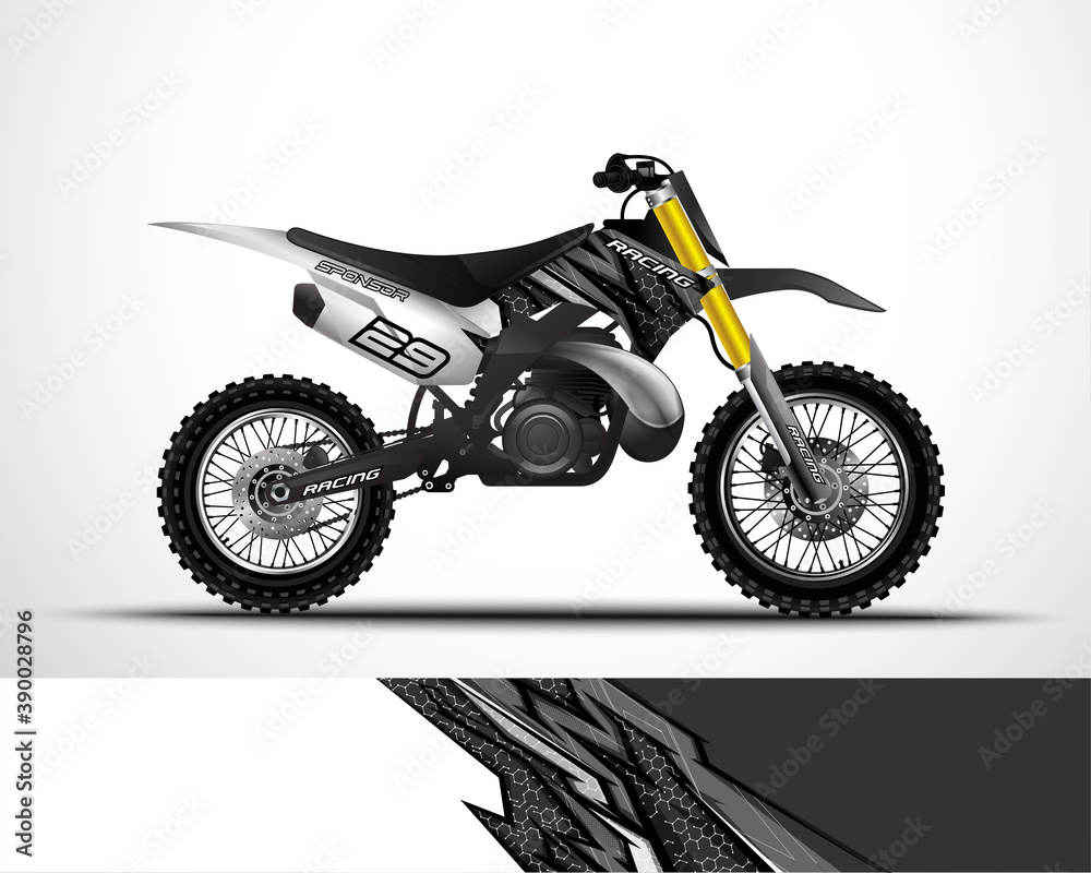 Motorcycle Motocross wrap decal and vinyl sticker design. Stock