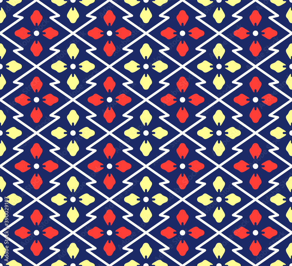 Japanese Zigzag Flower Vector Seamless Pattern Japanese Zigzag Flower Vector Seamless Pattern