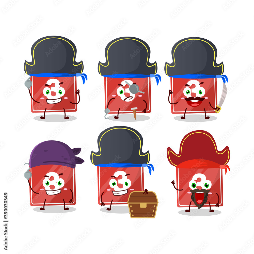 Cartoon character of toys block three with various pirates emoticons