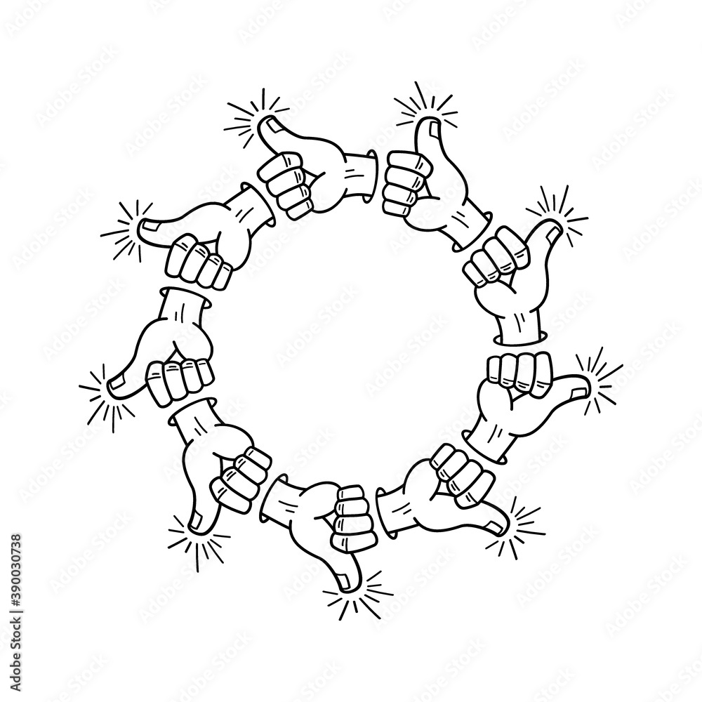 Round frame made of likes icon. Vector illustration. Round frame made of likes icon. Vector illustration.