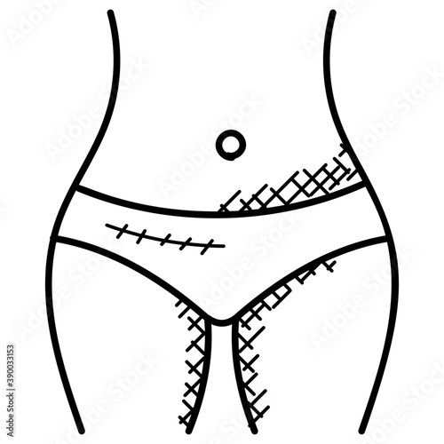 
Diet motivation and successful weight loss concept, close up of a slim waist of a young woman 
