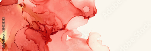 Alcohol ink vector texture banner. Fluid ink abstract background.