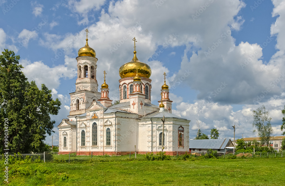 Old functioning Orthodox Church of the Nativity of Christ in the village of Lebyazhye, Ulyanovsk region
