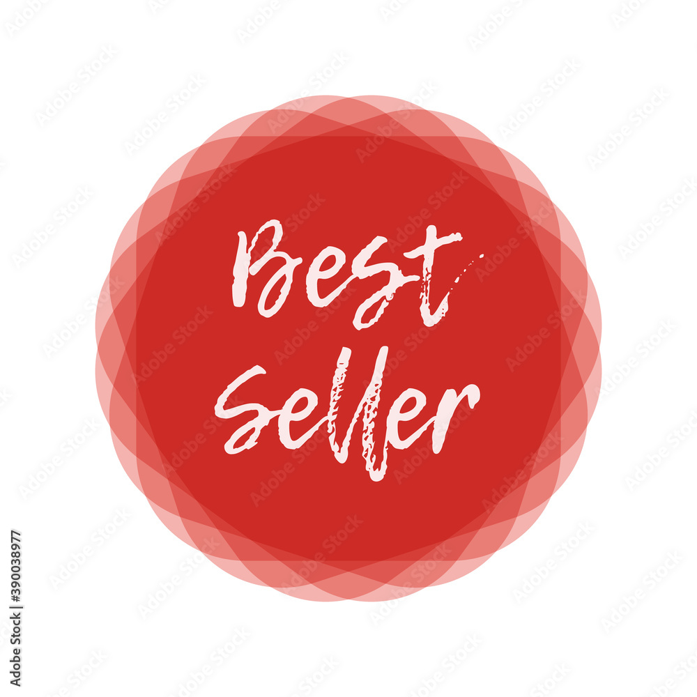 Best Seller text red round label. Design element for cover books, products pack. Bestseller word. Best Seller text red round label. Design element for cover books, products pack. Bestseller word.