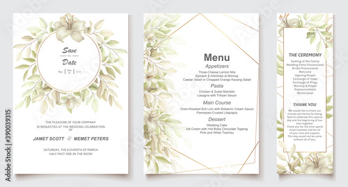 Elegant beautiful soft floral and wedding invitation