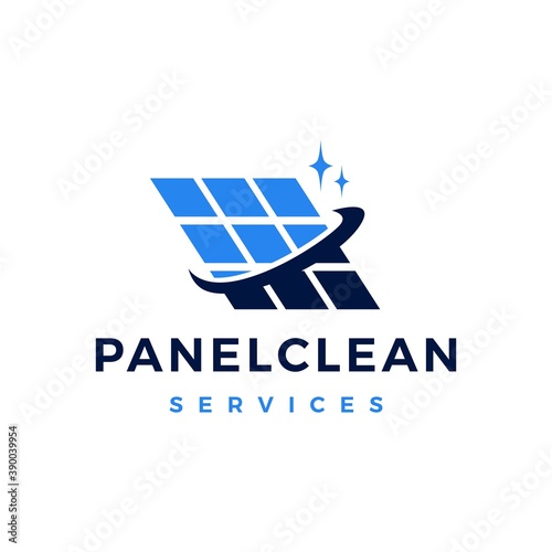 solar panel cleaning service logo vector icon illustration