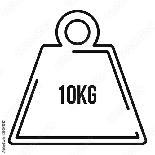 10 kg force weight icon. Outline 10 kg force weight vector icon for web design isolated on white background