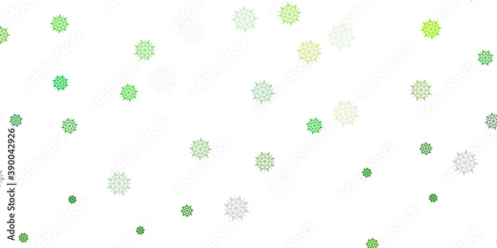 Light green, yellow vector texture with bright snowflakes.