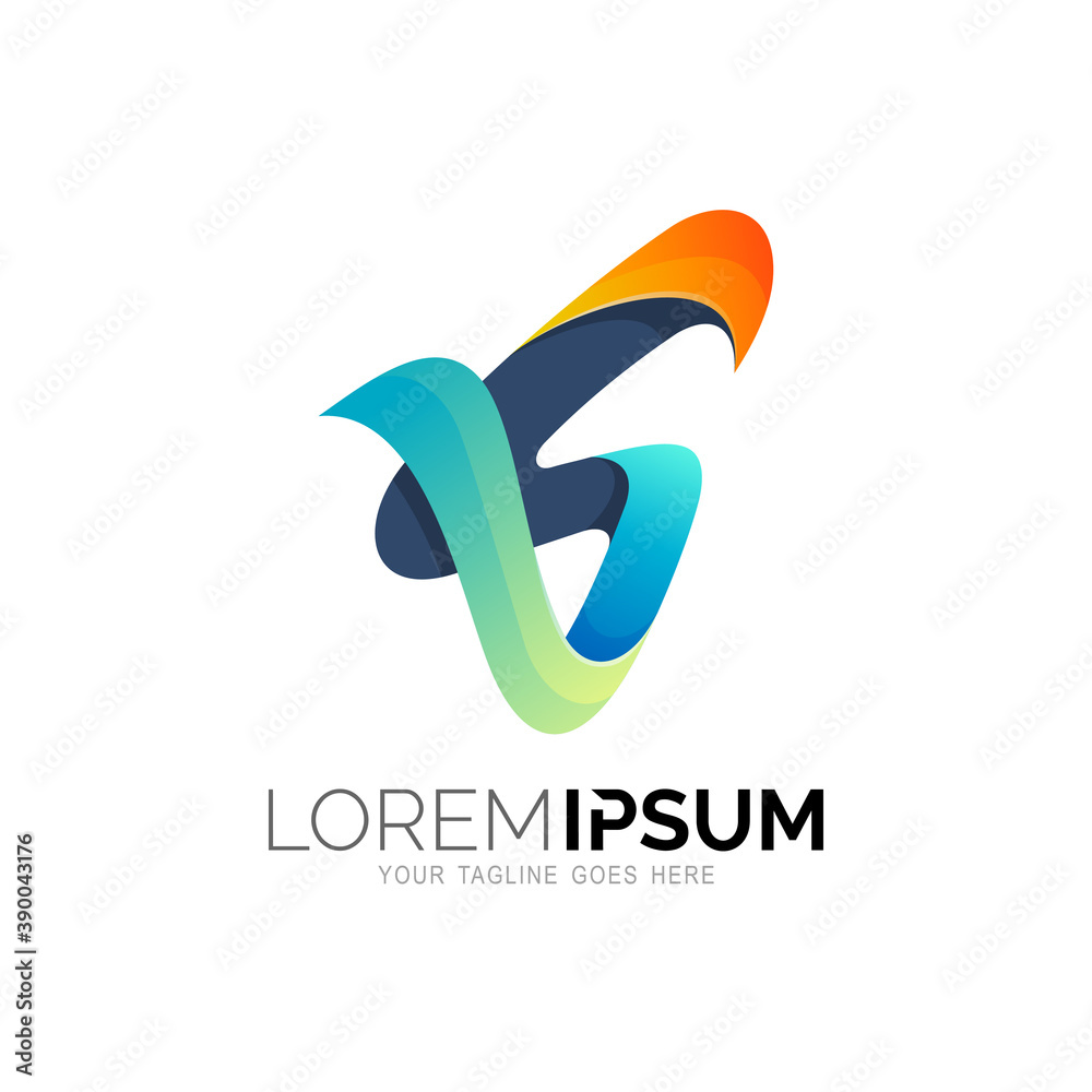 Letter VS logo combination, V, S logo template, 3d colorful Stock