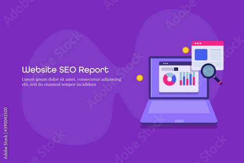 Website seo report - digital marketing, business data analysis and statistics., chart, diagram concept.