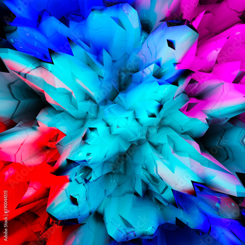 Colorful Imaginary Flower Which Blooms like an Explosion Abstract Background Image