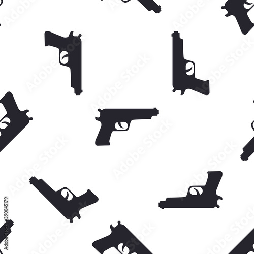 seamless pattern, gun on white background. vector illustration.