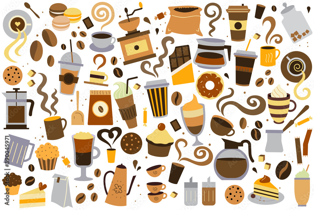 Coffee time doodle set Coffee time doodle set