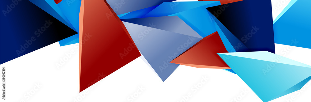 Triangle mosaic abstract background, 3d triangular low poly shapes. Geometric vector illustration for covers, banners, flyers and posters and other