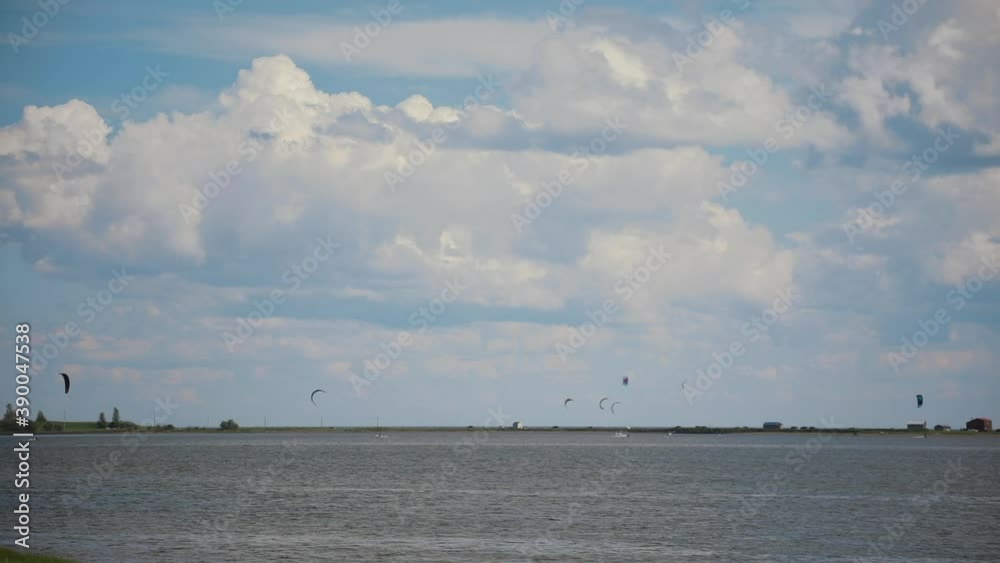 Horizon with Many Kite Surfers in Background. Horizon with Many Kite Surfers in Background.