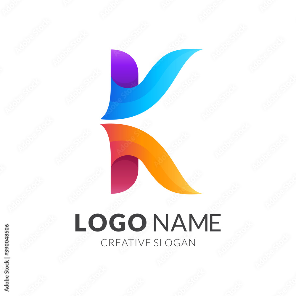 letter K logo concept with 3d colorful style letter K logo concept with 3d colorful style