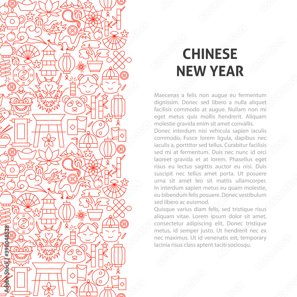 Fototapeta premium Chinese New Year Line Pattern Concept