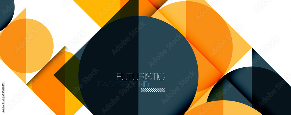 Clean minimal geometric abstract background with triangles and circles. Vector illustration for covers, banners, flyers and posters and other designs