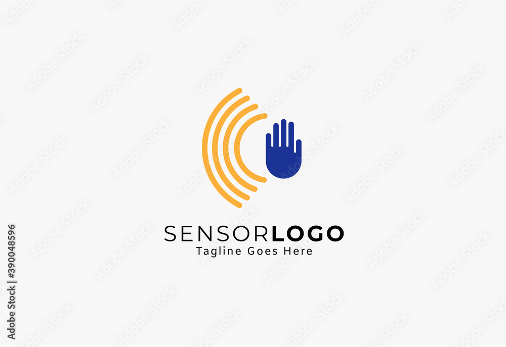 Hand Sensor Logo, flat design logo template, vector illustration Hand Sensor Logo, flat design logo template, vector illustration