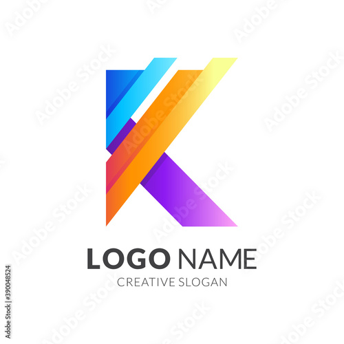 letter K logo design with 3d colorful style Free Download letter K logo design with 3d colorful style - GFXLoad