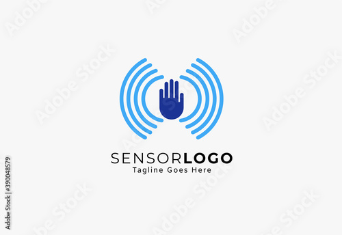 Hand Sensor Logo,  flat design logo template element, vector illustration