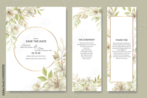 Elegant floral wedding invitation card template