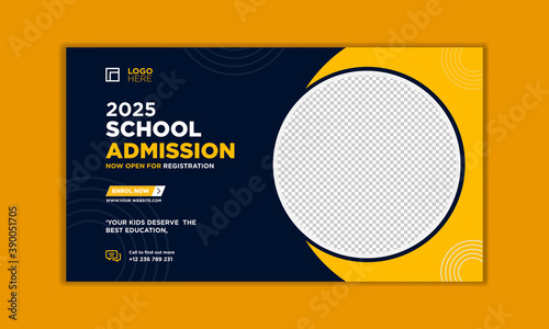 School admission web banner or social banner template premium