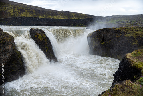 Hafragilsfoss is the very powerful waterfall on Iceland not far from its bigger brother Dettifoss. 