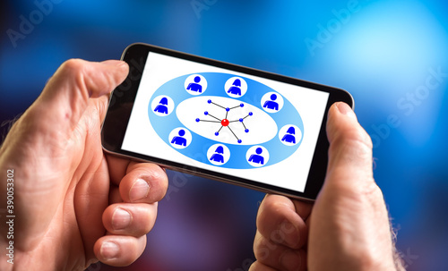 Social network concept on a smartphone