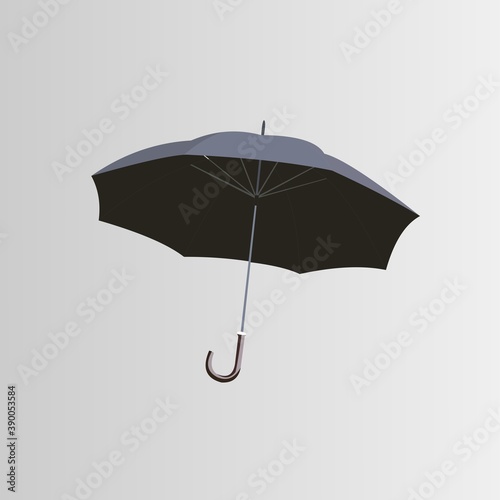 Black umbrella on silver background
