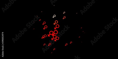 Dark Red vector backdrop with woman's power symbols.