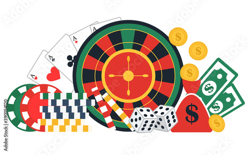 Online poker, internet gambling, online casino rooms concept.
