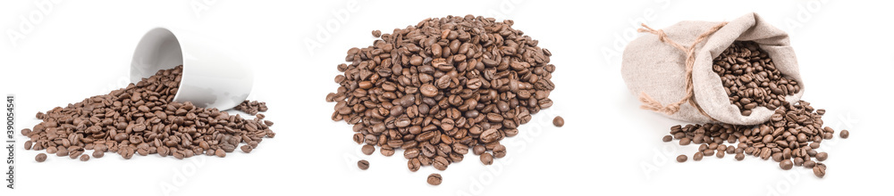Set of brazilian coffee on a white background cutout Set of brazilian coffee on a white background cutout