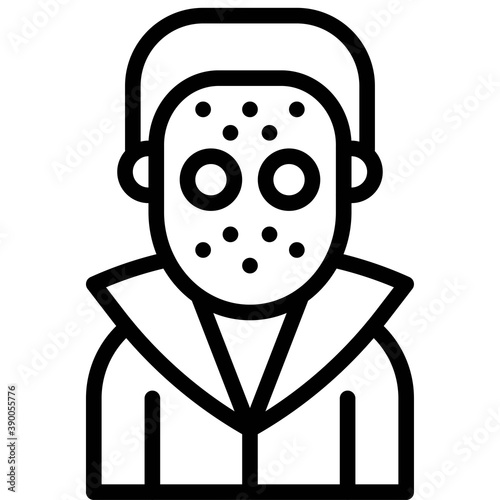 Masked murderer costume icon, Halloween costume party